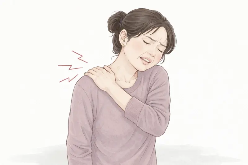 四十肩・五十肩の女性イラスト