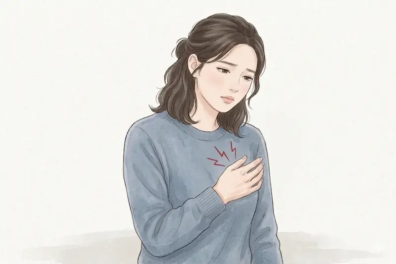 手首・手指の痛みの女性イラスト